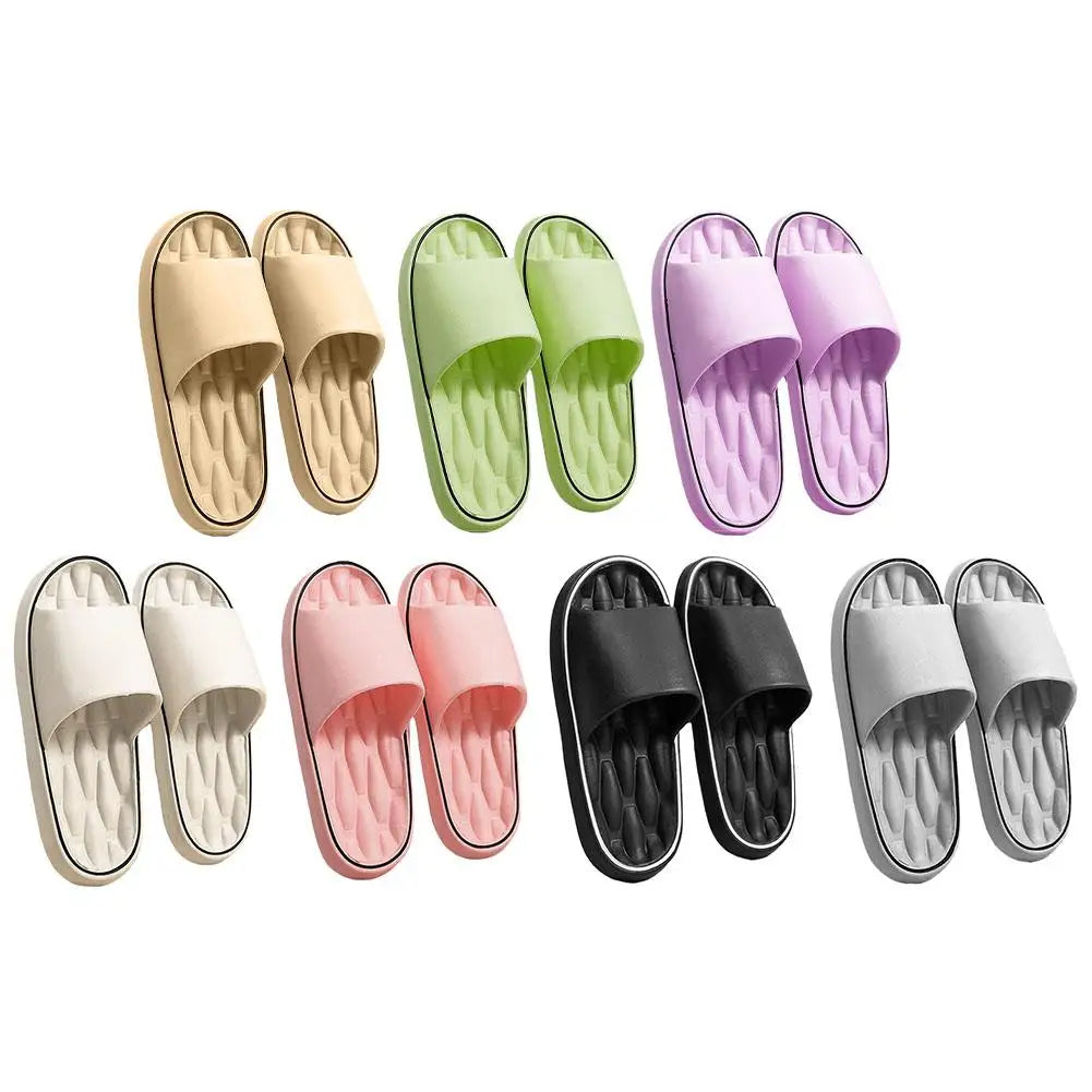Line Pattern Slippers for Couple - Summer Non-Slip Indoor Slides, Soft EVA House Shoes, His and Hers Bathroom Sandals Quick-Dry