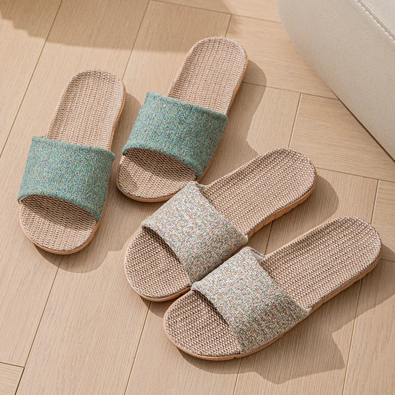 Hemp Casual Women's Slippers Home Flats Spring Summer Luxury Designer Woman Shoes 2026 Fashion Indoor Slides Couple Lightweight