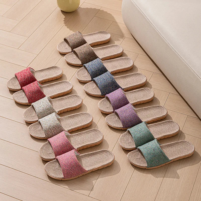 Hemp Casual Women's Slippers Home Flats Spring Summer Luxury Designer Woman Shoes 2026 Fashion Indoor Slides Couple Lightweight