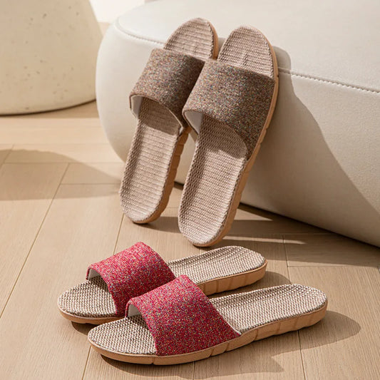 Hemp Casual Women's Slippers Home Flats Spring Summer Luxury Designer Woman Shoes 2026 Fashion Indoor Slides Couple Lightweight
