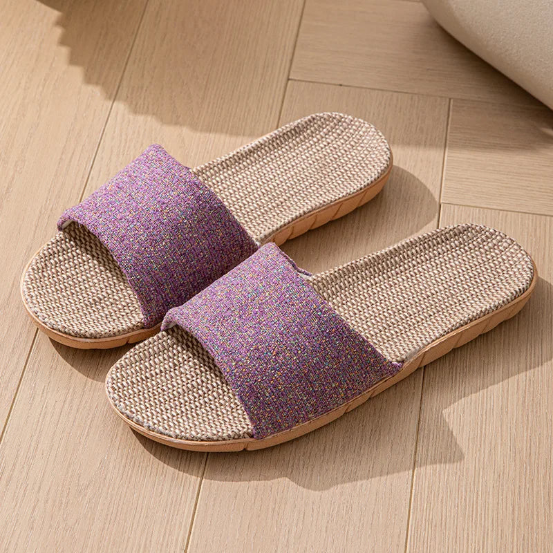 Hemp Casual Women's Slippers Home Flats Spring Summer Luxury Designer Woman Shoes 2026 Fashion Indoor Slides Couple Lightweight