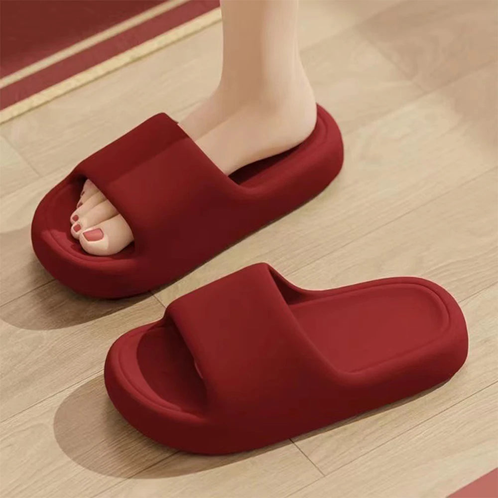 Couple's Summer Indoor Home Slippers 2026 Thick Bottom Lightweight Eva Slippers Women  Soft Sole Message Slides Shoes