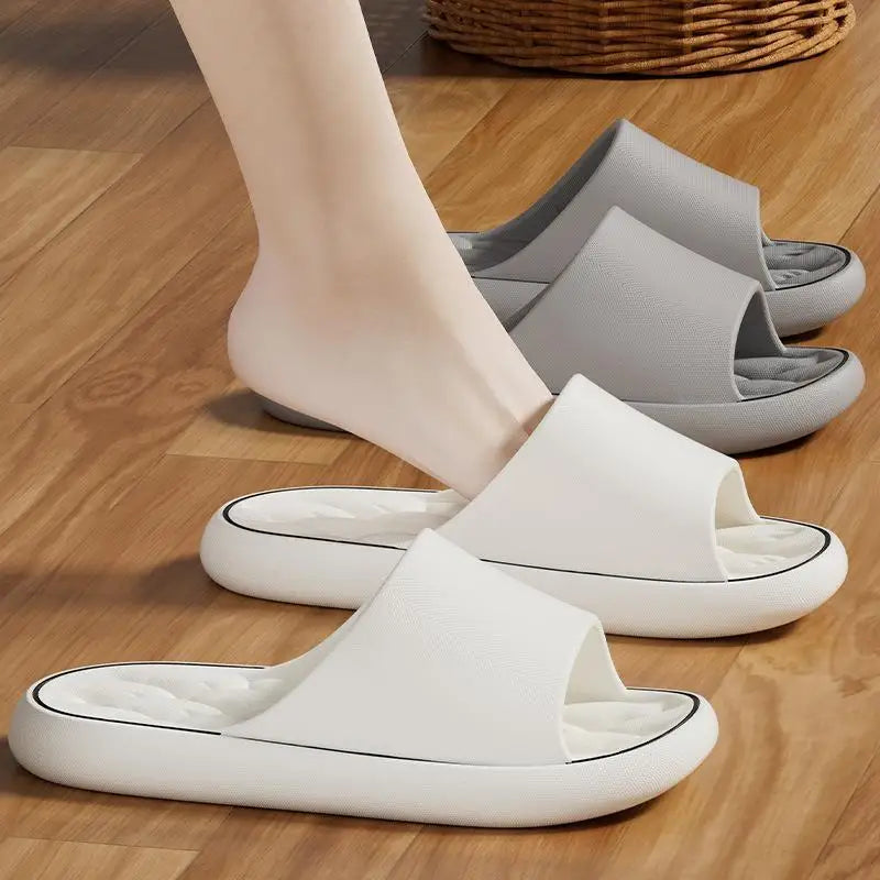 Line Pattern Slippers for Couple - Summer Non-Slip Indoor Slides, Soft EVA House Shoes, His and Hers Bathroom Sandals Quick-Dry