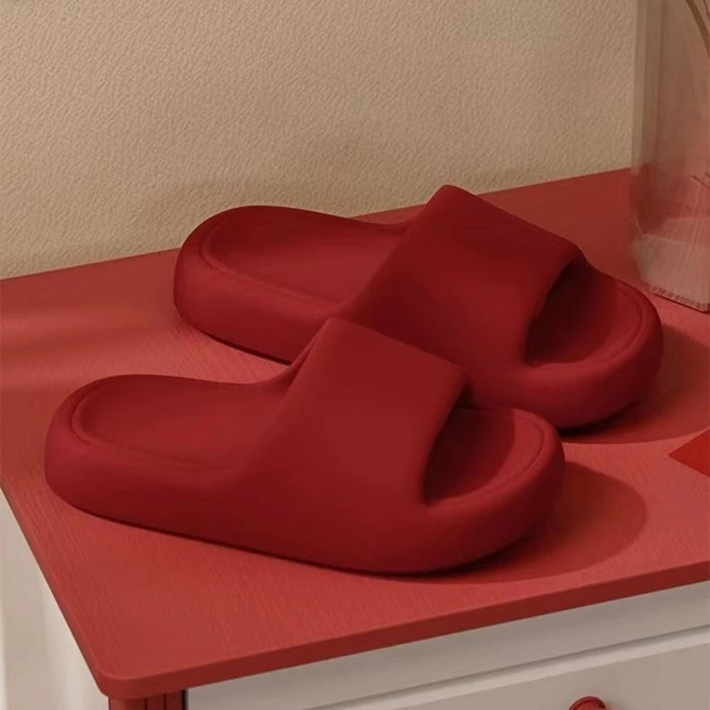 Couple's Summer Indoor Home Slippers 2026 Thick Bottom Lightweight Eva Slippers Women  Soft Sole Message Slides Shoes