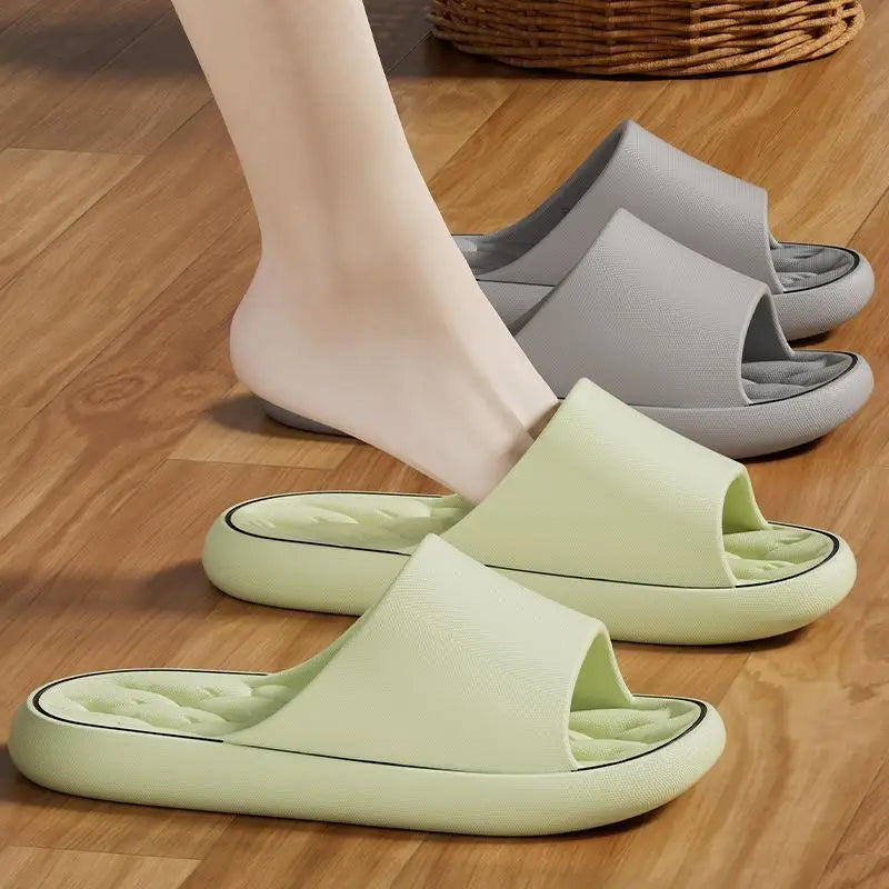 Line Pattern Slippers for Couple - Summer Non-Slip Indoor Slides, Soft EVA House Shoes, His and Hers Bathroom Sandals Quick-Dry