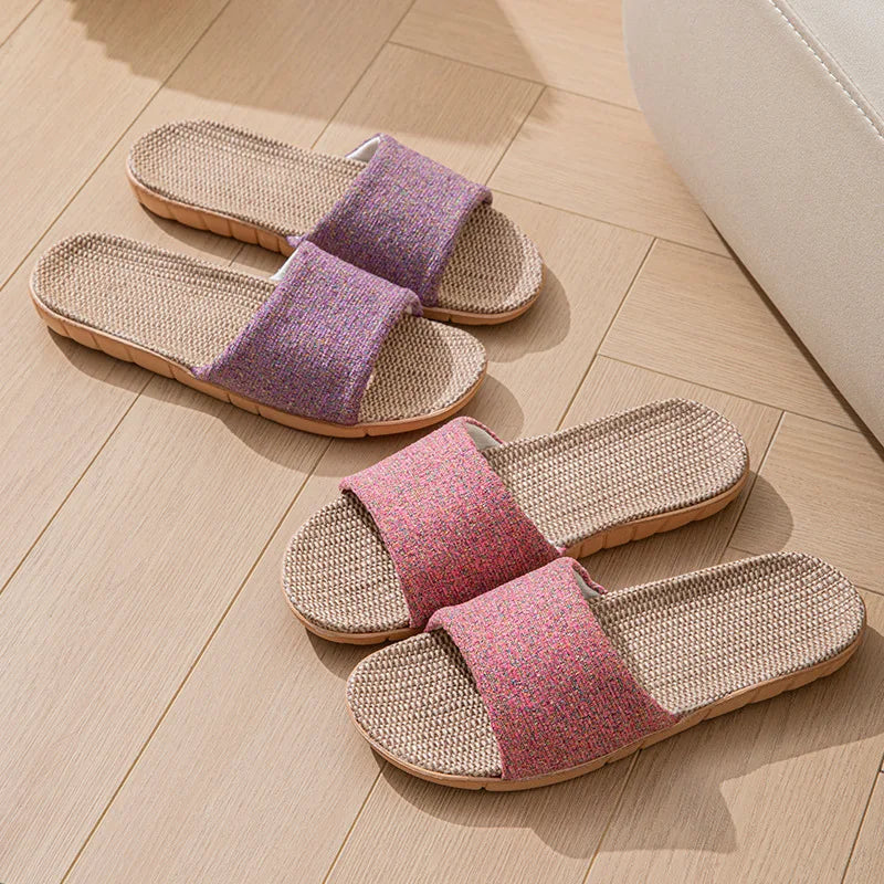 Hemp Casual Women's Slippers Home Flats Spring Summer Luxury Designer Woman Shoes 2026 Fashion Indoor Slides Couple Lightweight
