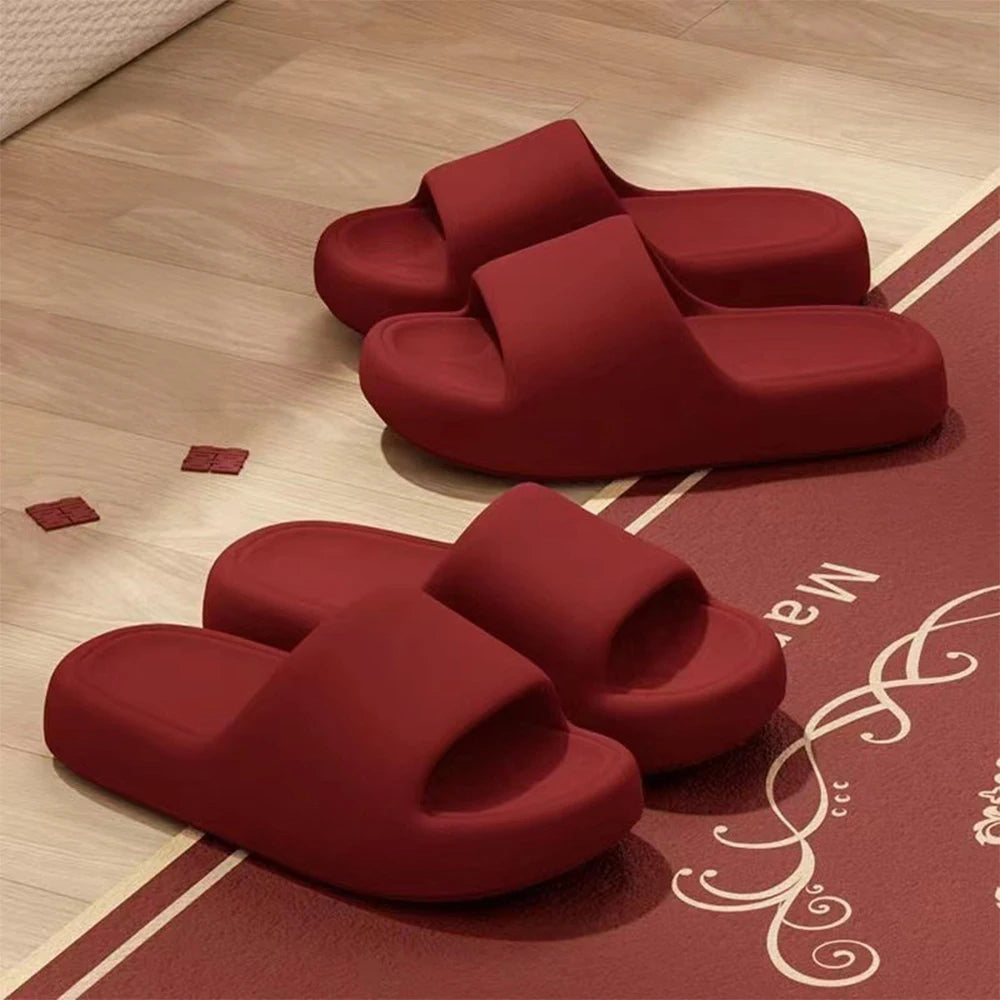 Couple's Summer Indoor Home Slippers 2026 Thick Bottom Lightweight Eva Slippers Women  Soft Sole Message Slides Shoes