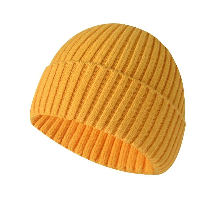 Winter Thickened Knit Beanie With Custom Logo - Fashionable And Warm Slouchy Hat Streetwear Solid Color Embroidered Cap