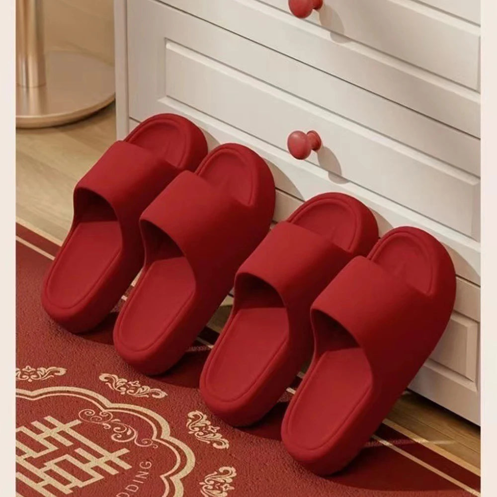 Couple's Summer Indoor Home Slippers 2026 Thick Bottom Lightweight Eva Slippers Women  Soft Sole Message Slides Shoes