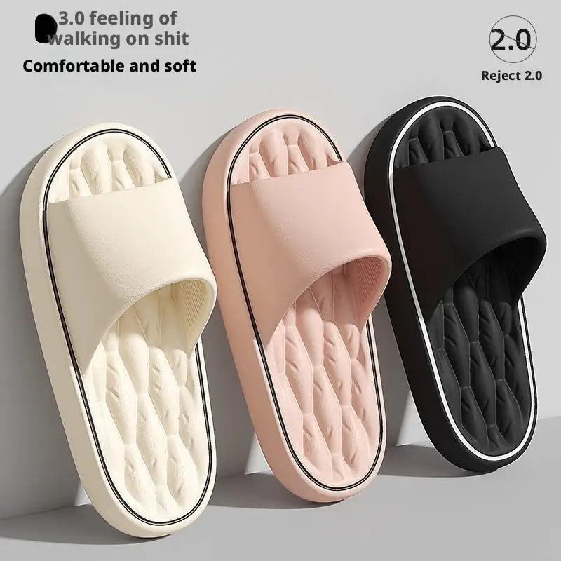 Line Pattern Slippers for Couple - Summer Non-Slip Indoor Slides, Soft EVA House Shoes, His and Hers Bathroom Sandals Quick-Dry