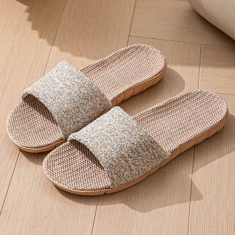 Hemp Casual Women's Slippers Home Flats Spring Summer Luxury Designer Woman Shoes 2026 Fashion Indoor Slides Couple Lightweight