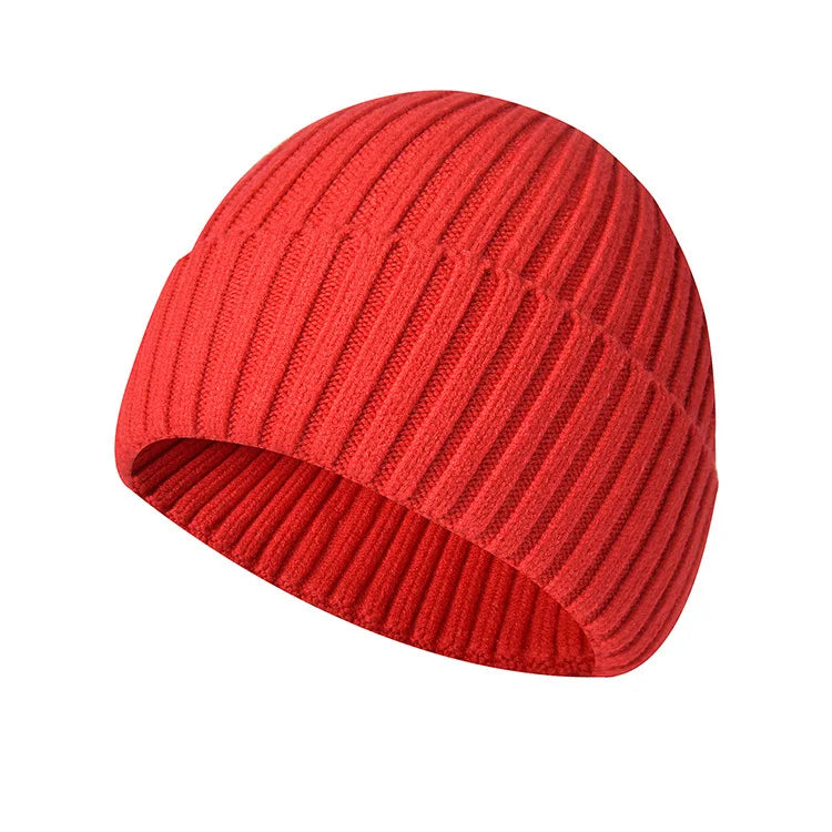 Winter Thickened Knit Beanie With Custom Logo - Fashionable And Warm Slouchy Hat Streetwear Solid Color Embroidered Cap