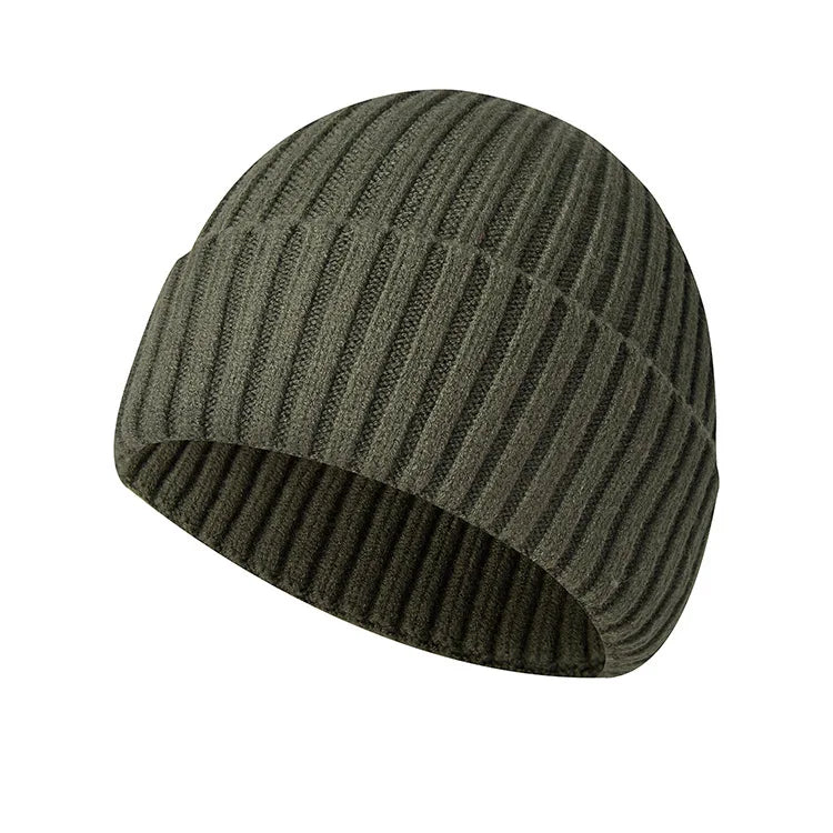 Winter Thickened Knit Beanie With Custom Logo - Fashionable And Warm Slouchy Hat Streetwear Solid Color Embroidered Cap