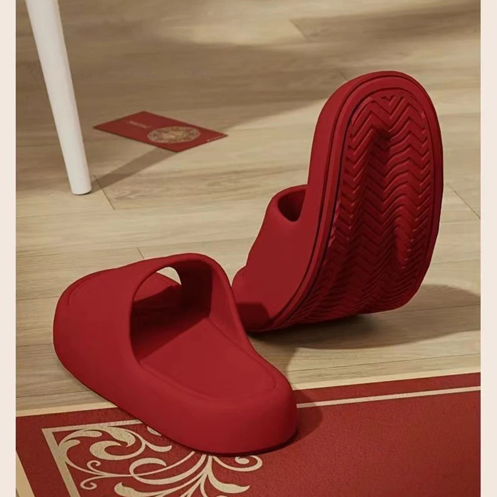 Couple's Summer Indoor Home Slippers 2026 Thick Bottom Lightweight Eva Slippers Women  Soft Sole Message Slides Shoes