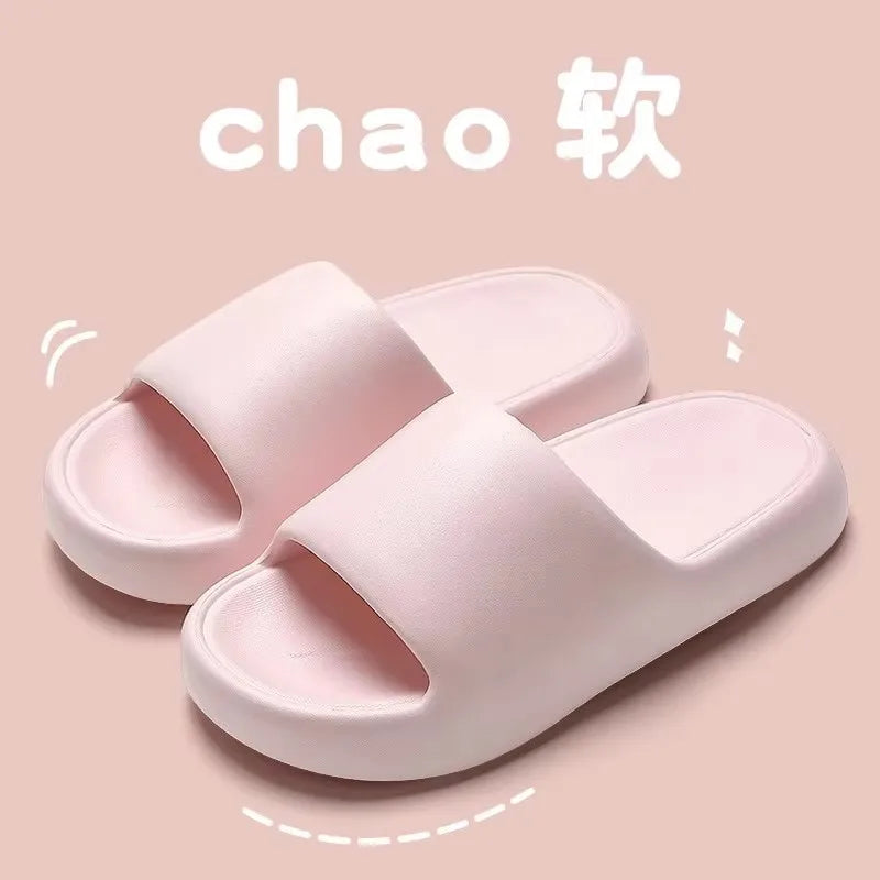 Couple's Summer Indoor Home Slippers 2026 Thick Bottom Lightweight Eva Slippers Women  Soft Sole Message Slides Shoes