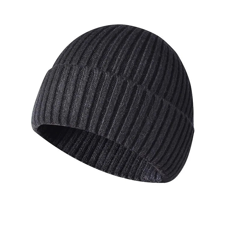 Winter Thickened Knit Beanie With Custom Logo - Fashionable And Warm Slouchy Hat Streetwear Solid Color Embroidered Cap
