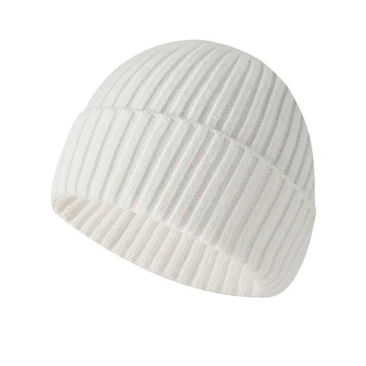 Winter Thickened Knit Beanie With Custom Logo - Fashionable And Warm Slouchy Hat Streetwear Solid Color Embroidered Cap