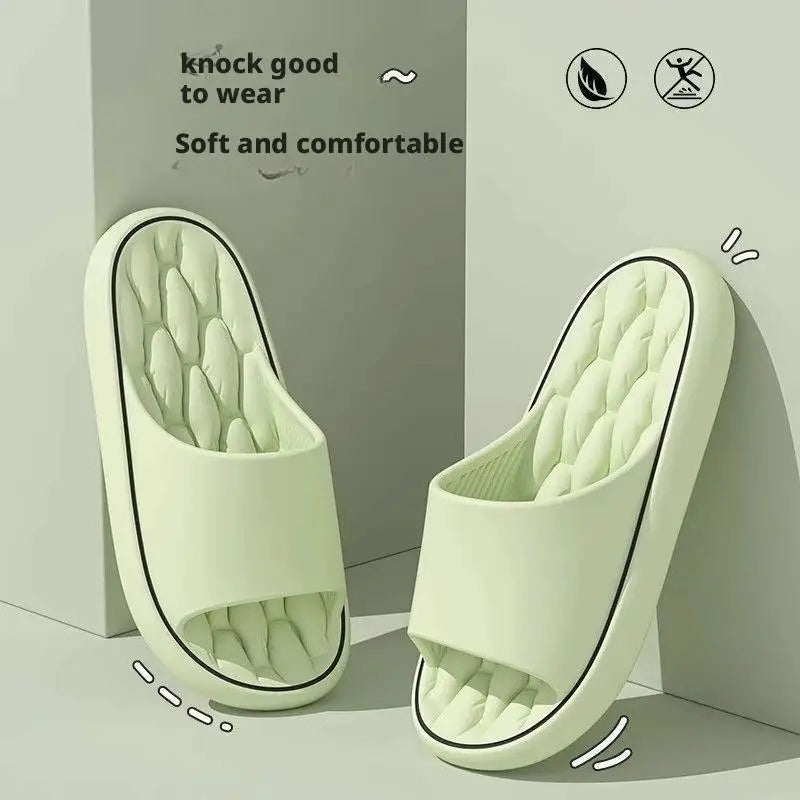 Line Pattern Slippers for Couple - Summer Non-Slip Indoor Slides, Soft EVA House Shoes, His and Hers Bathroom Sandals Quick-Dry