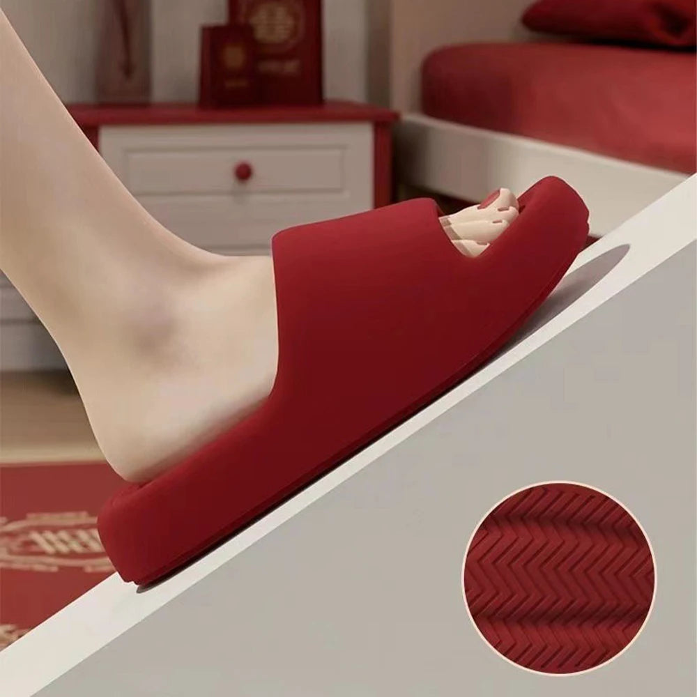 Couple's Summer Indoor Home Slippers 2026 Thick Bottom Lightweight Eva Slippers Women  Soft Sole Message Slides Shoes